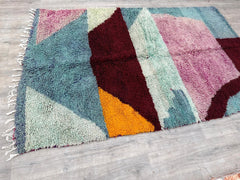 159 x 252 cm = 5.2 x 8.3 ft Colorful Moroccan Handmade Rug, Authentic Berber Rug, Bohemian Wool Rug, Beni ourain style rug, Moroccan area rug, Moroccan Shaggy rug