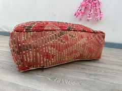 Moroccan pouf, kilim pouf, rug pouf, 60x60x32 cm pouf, ottoman pouf