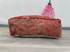 Moroccan pouf, kilim pouf, rug pouf, 60x60x32 cm pouf, ottoman pouf