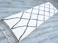 080x296 cm = 2.6 x 9.7 Handmade Beni Ourain Moroccan Runner Rug – Authentic Berber Wool Carpet – Vintage Hallway Rug