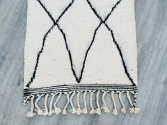 080x296 cm = 2.6 x 9.7 Handmade Beni Ourain Moroccan Runner Rug – Authentic Berber Wool Carpet – Vintage Hallway Rug