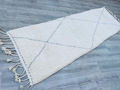 094x283 cm = 3.1 x 9.3 Diamonds Handmade Beni Ourain Moroccan Wool Runner Rug – intage Berber Carpet – Boho Hallway Rug with Tribal Diamond Patterns