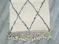 085x305 cm = 2.8 x 10.0 Diamonds Handwoven Beni Ourain Moroccan Runner Rug – Vintage Berber Carpet