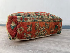 Vintage Moroccan Floor Cushion & Kilim Pillow Cover - Boho Pouf for Outdoor Patio, Bohemian Living Room Decor, Handmade Moroccan Pouf