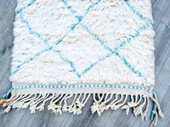 076x244 cm = 2.5 x 8.0 Diamonds Handmade Beni Ourain Moroccan Runner Rug – Vintage Wool Hallway Carpet