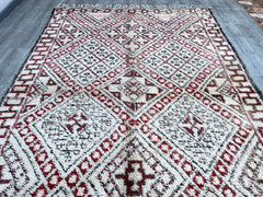 190x323 cm = 6.2 x 10.6 Large Vintage Boujad Rug – Handwoven Moroccan Wool Carpet