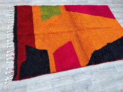 157 x 235 cm = 5.2 x 7.7 ft Colorful Abstract Azilal moroocan rug - Moroccan shag rug- Premium quality rug- Abstract rug- Berber rug- Beniouarain rug- Wool rug- Made to order rug
