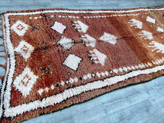 156x380 cm = 5.1 x 12.5 Vintage Moroccan Berber Rug – Authentic Handmade Boujaad Design