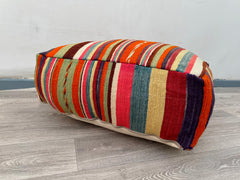 Handmade Vintage Moroccan Floor Cushion - Kilim Pillow Cover, Boho Pouf for Outdoor Patio, Bohemian Living Room Decor, Moroccan Pouf