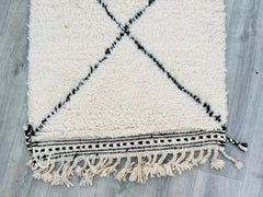 089x295 cm = 2.9 x 9.7 Vintage Beni Ourain Runner Rug – Handmade Wool Moroccan Carpet – Boho Chic Hallway & Entryway Rug