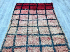 196x239 cm = 6.4 x 7.8 Vintage Moroccan Boujad Rug – Handmade Tribal Wool Carpet