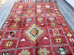 189x358 cm = 6.2 x 8.0 Vintage Moroccan Boujad Rug – Handmade Berber Wool Carpet