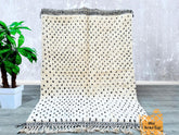 Black Dots Boho Berber Rug - Custom Boujaad Carpet - White Black Handmade Moroccan Rug for Bedroom or Living Room
