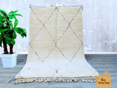 165 x 248 cm = 5.4 x 8.1 FT Diamonds UNIQUE BENIOURAIN RUG - Handmade Shag Rug -Moroccan Rug Hand knotted -Artistic Wool Diamonds Rug ,Handmade Rug ,Geometric boujaad Rug Wool