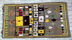 Transform your space with a vintage Moroccan rug, a 6x10 ft handwoven Berber carpet featuring Boujad tribal motifs and luxurious wool texture. This Beni Ourain-inspired rug combines earthy tones and abstract patterns, perfect for boho, farmhouse, or modern decors. The hand-knotted craftsmanship ensures softness underfoot while adding warmth to living rooms, bedrooms, or offices. Its durable, low-pile design resists wear, making it ideal for high-traffic areas. The Azilal and Boucherouite influences create a