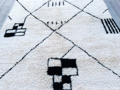 Custom Moroccan Runner Rug - Beni Ourain Hallway Carpet - Handmade Wool Rug - Narrow Bohemian Design