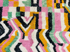 Moroccan Berber Colorful Rug - White Beni Ourain Carpet - Custom Large Wool Rug - Living Room Decor Multicolored