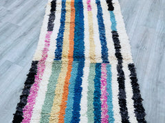 Colorful Moroccan Mrirt Rug - Handmade Wool Berber Carpet - Custom Boujaad Area Rug for Boho Decor Multicolored