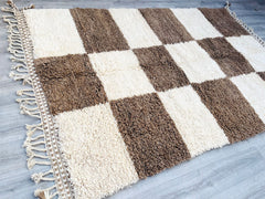 Custom Fabulous Boujaad Rug - Handmade Moroccan Berber Carpet - Abstract Checkered Bohemian Rug