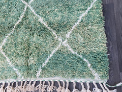 Diamonds Geometric Green Moroccan Berber Rug – Handmade Wool Carpet