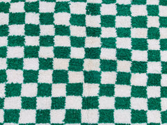 Checkered Green Bohemian Moroccan Rug – Green Boujaad Wool Carpet – Handmade Berber Rug for Living Room or Bedroom
