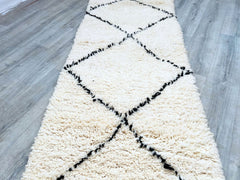 Diamonds Handmade Moroccan Beni Ourain Runner Rug – Custom Wool Hallway Carpet