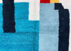 Minimalist Moroccan Rug - Handmade Beni Ourain Wool Carpet - Custom Berber Area Rug - Boho Home Decor Multicolored