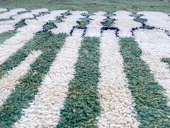 Vintage Moroccan Beni Ourain Rug – Handwoven Wool Carpet – Custom Green Area Rug with Tribal Patterns