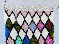 Diamonds Moroccan Azilal Rug - Handmade Multicolored Berber Carpet - Custom Bohemian Area Rug for Home Decor Multicolored