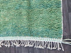 Custom Green Moroccan Rug - Handmade Wool Berber Carpet - Beni Ourain Area Rug for Boho Home Decor