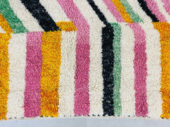 Moroccan Berber Colorful Rug - White Beni Ourain Carpet - Custom Large Wool Rug - Living Room Decor Multicolored