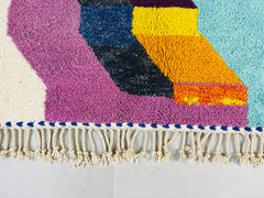 Colorful Moroccan Boujaad Rug - Handmade Wool Carpet - Custom Berber Rug - Bohemian Living Room Decor