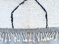 White Black Boujaad Rug - Handmade Moroccan Berber Carpet - Custom Beni Ourain Wool Rug - Boho Decor