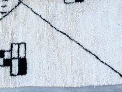 White Black Boujaad Rug - Handmade Moroccan Berber Carpet - Custom Beni Ourain Wool Rug - Boho Decor