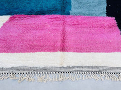 Minimalist Moroccan Rug - Handmade Beni Ourain Wool Carpet - Custom Berber Area Rug - Boho Home Decor Multicolored