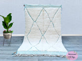 140 x 213 cm = 4.6 x 7 FT Diamonds Blue Authentic Rug Beniourain rug Handmade Moroccan rug Berber Rug Moroccan Wool Rug