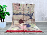 163 x 238 cm = 5.3 x 7.8 ft Colorful Abstract Luxurious Handwoven Wool Moroccan Rug - Soft Ivory Texture for Home Decor, Handmade Rug, White Pink Rug, Moroccan Carpet, Beni Ourain Rug