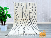 150 x 248 cm = 4.9 x 8.1 FT Amazing Moroccan Rug – All Wool Berber Rug, Handmade Small Rug, Genuine Lamb Wool, Authentic Moroccan Rug