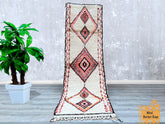 092x311 cm = 3.0 x 10.2 Handmade Moroccan Runner Rug – Vintage Azilal 3x10 Hallway Carpet – Authentic Berber Wool