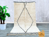 153 x 252 cm = 5 x 8.3 FT Diamonds MOROCCAN HALLWAY RUG – Custom Runner rug - Handmade runner carpet – narrow morrocan rug - Black Berber rug- Beni ourain rug- Genuine wool rug
