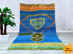 204 x 290 cm = 6.7 x 9.5 ft Colorful Emerald Custom Rug-woven rug- colorful rug-Handmade wool Beniourain Carpet- Unique Geometric Rug- Hand Made Wool Rug- Genuine Wool Rugs