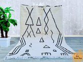 175 x 243 cm = 5.7 x 8.0 ft Tribal Fabulous Beniourain Carpet, Moroccan Rug, Handmade Wool Rug, Area Rug, White And Black Rug, Moroccan Wool Rug, Bohemian Rug
