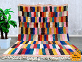 248 x 283 cm = 8.1 x 9.3 ft Colorful Morrocan Rug , Rug for living room , Striped Tufted rugs - Moroccan Rug Handmade , Wool Beni Ourain Rug , berber Rug , Area Rug