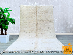 197 x 301 cm = 6.5 x 9.9 ft Dots Beniourain Wool Rug, Berber Rug White, Beni Ourain Area Rug, Bedroom Rug, Moroccan Carpet Vintage
