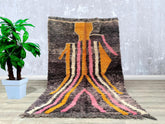 160 x 243 cm = 5.2 x 8.0 ft Colorful Abstract Bohemian Moroccan Rug - Handmade Berber Wool, Soft Dots, Minimalist Vintage Style, Custom Size for Living Rooms