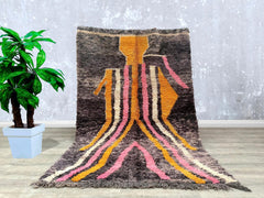 160 x 243 cm = 5.2 x 8.0 ft Colorful Abstract Bohemian Moroccan Rug - Handmade Berber Wool, Soft Dots, Minimalist Vintage Style, Custom Size for Living Rooms