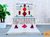 150 x 235 cm = 4.9 x 7.7 FT Multicolored Handmade Boujaad Rug, Hand Knotted Rug, Luxurious Beni Ourain Rug, Cozy Chic Berber Rug, Custom Unique Rug, Berber Rug