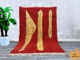 186 x 294 cm = 6.1 x 9.6 FT Vintage Moroccan rug, Red & Yellow Benimguild rug, Morrocan rug, Living room rug, Berber rug, Handknotted rug, Teppich