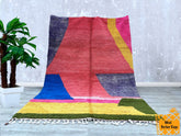 207 x 297 cm = 6.8 x 9.7 ft Colorful Abstract Cozy Chic Beni Ourain Rug- Moroccan Orange Rug -woven rug-Handmade Rug-wool Beniourain Carpet-colorful rug- Unique Geometric Rug