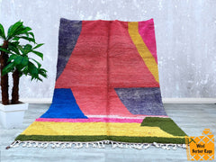 207 x 297 cm = 6.8 x 9.7 ft Colorful Abstract Cozy Chic Beni Ourain Rug- Moroccan Orange Rug -woven rug-Handmade Rug-wool Beniourain Carpet-colorful rug- Unique Geometric Rug